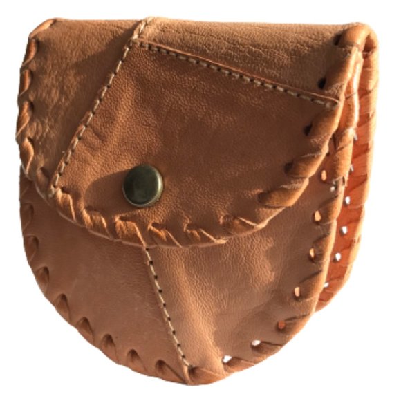 Vintage Tan Real Leather Patchwork Coin Wallet - Picture 1 of 8